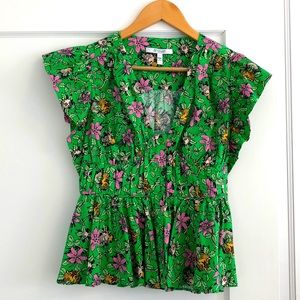 Derek Lam Green Floral Top